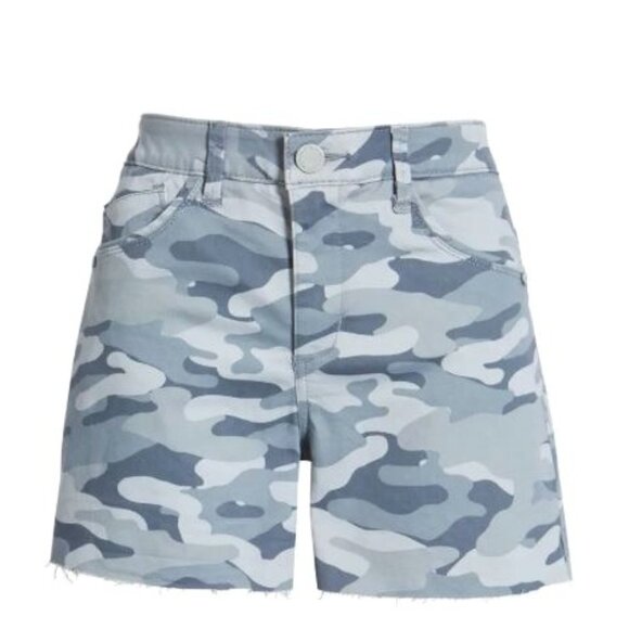 Wit & Wisdom Womens Blue Camo High Waist Ab Solution Raw Hem Shorts Sz 12 New - Picture 4 of 12